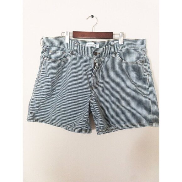 Banana Republic Pants - Banana Republic Blue & White Striped Cotton Roll-Up Shorts Size 32